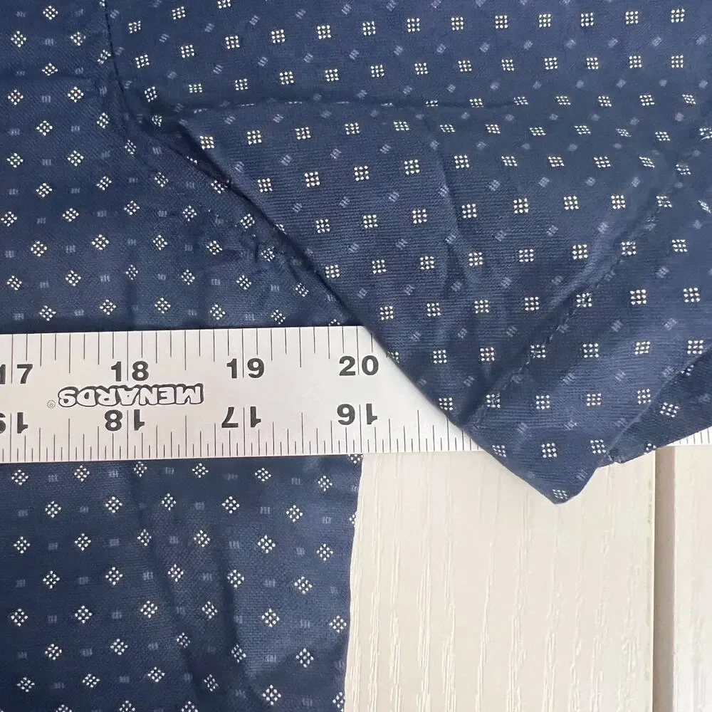 Banana Republic Shirt Men's M Navy Geometric Short Sleeve Slim Fit Button Down
